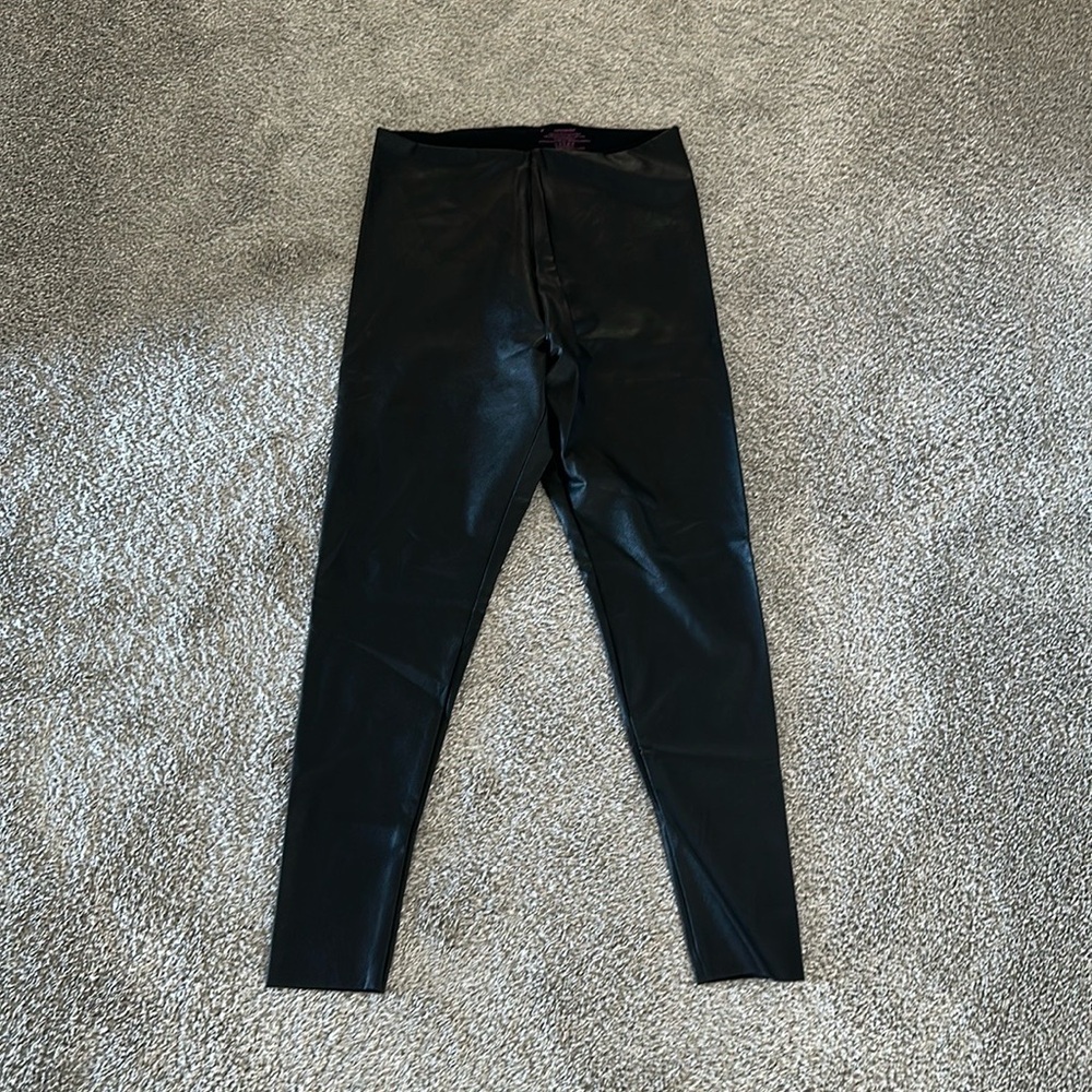 Commando Faux Leather Black Leggings, Size XL